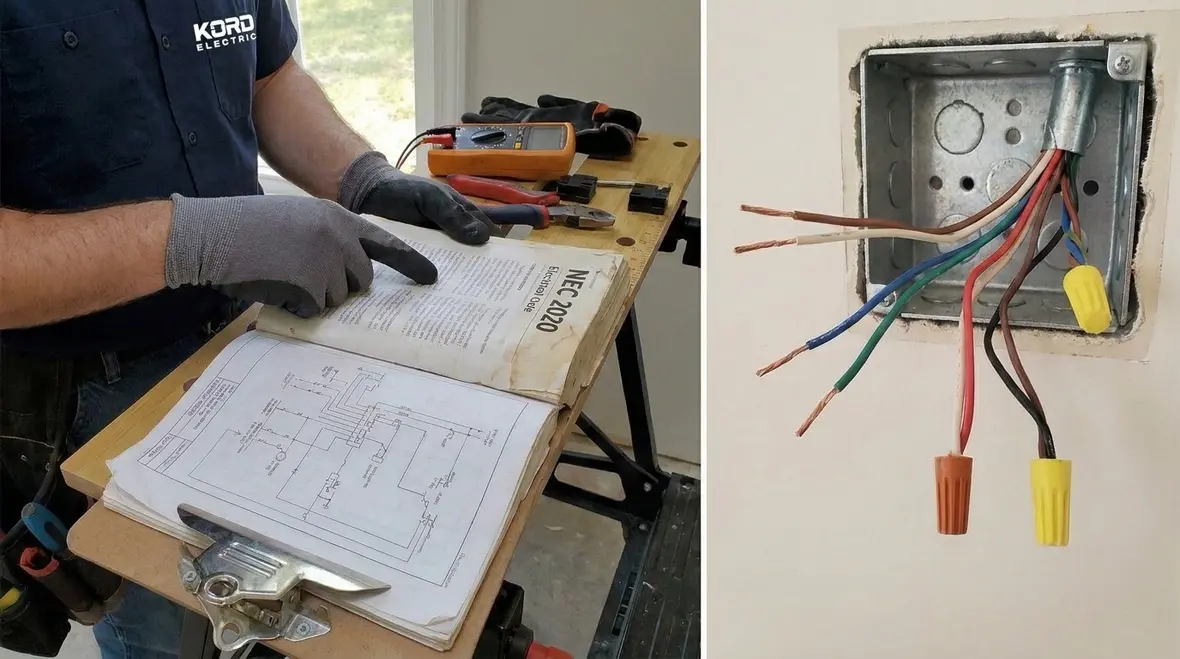 Electrician applying NEC rules during commercial sign power installation