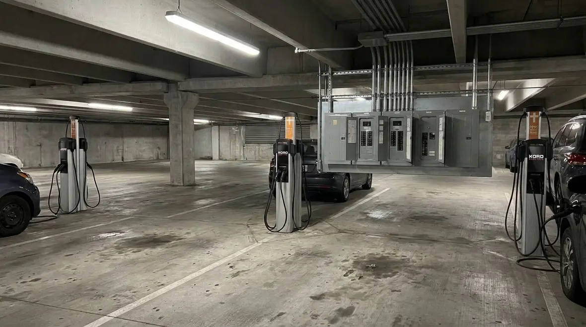 EV charging stations designed for NEC-compliant commercial power distribution