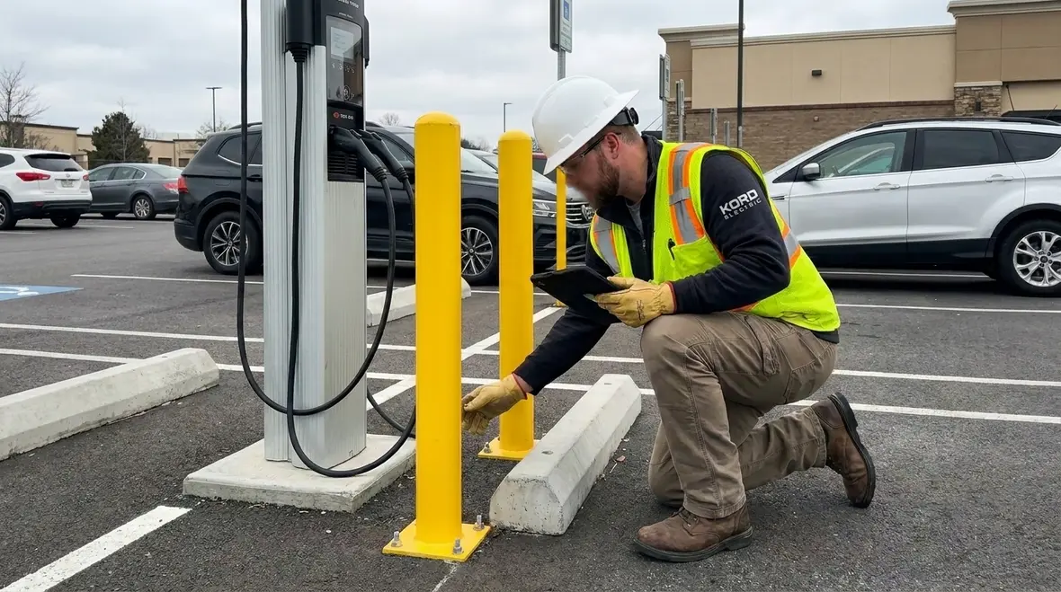 EV charging layout designed for NEC accidental contact protection
