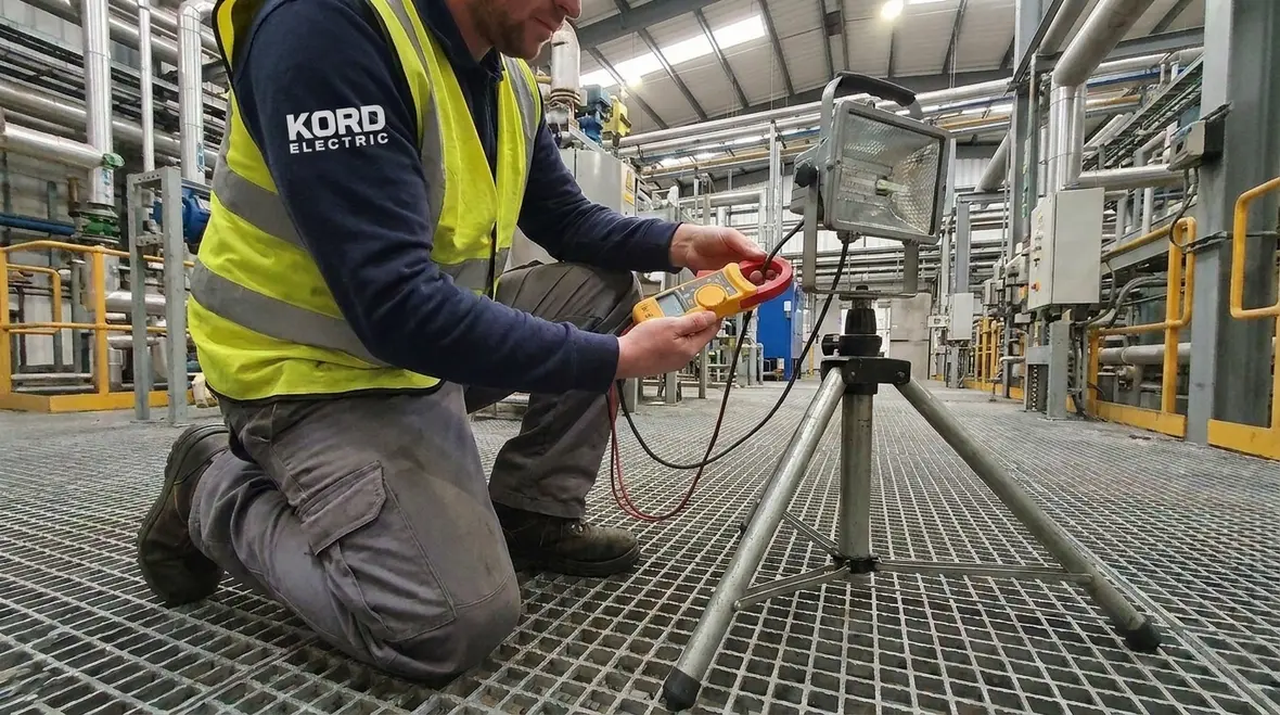 Portable discharge lighting design and installation checks before energizing