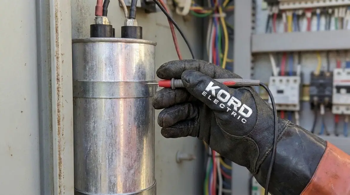 Discharge lighting capacitors and wiring arranged for NEC 660.36 compliance