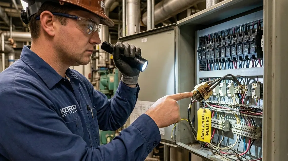 Close view of dielectric heating disconnect and interconnection terminations