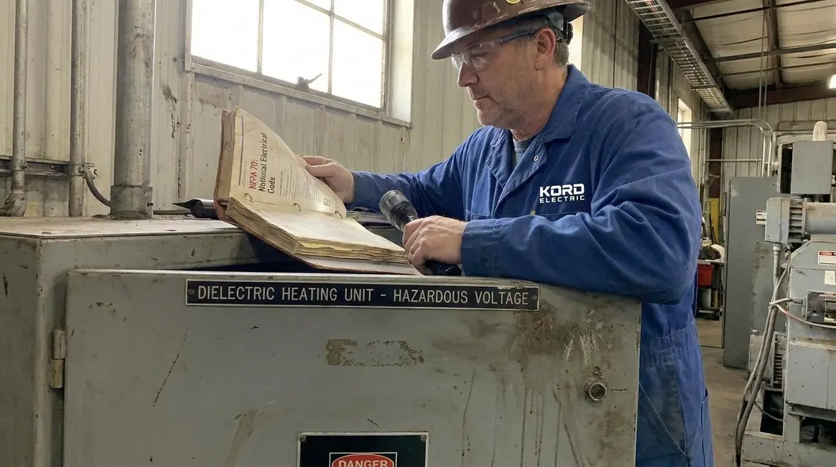 Industrial dielectric heating system in a commercial facility