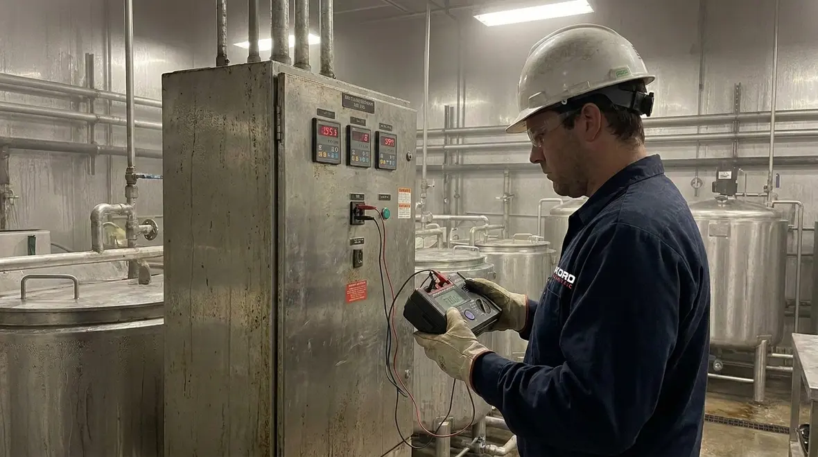 Electrical inspection and testing near industrial plating line