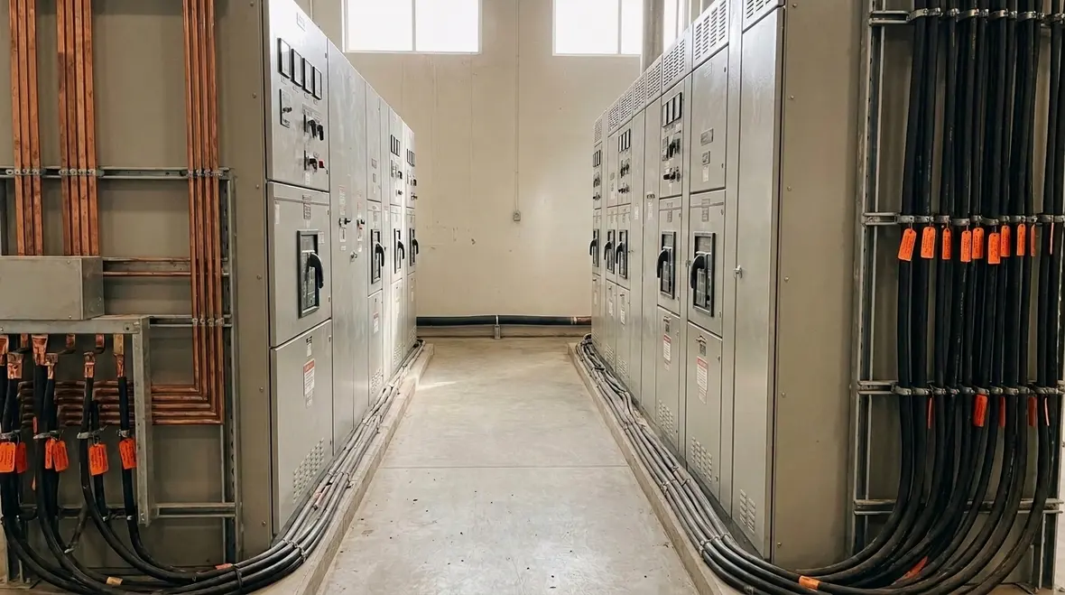 Commercial electrical equipment in an industrial facility with proper bonding and shunting