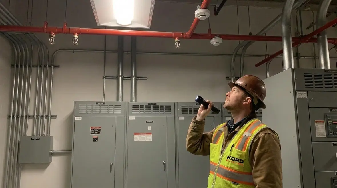 Fire-safe electrical room coordinated with fire protection systems