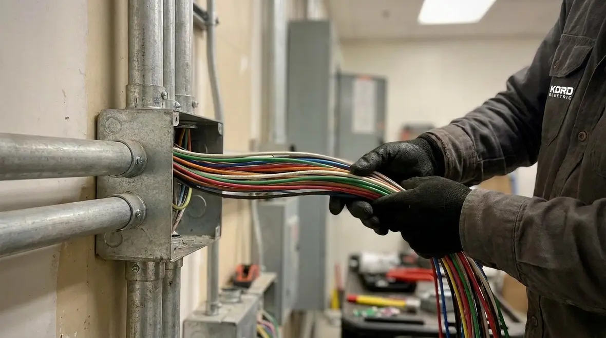 Engineering team reviewing NEC updates and electrical room branch circuits