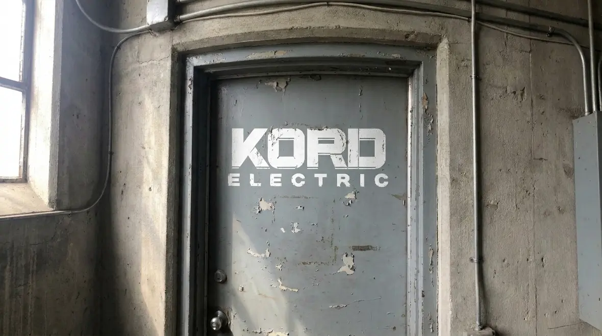 Electrical room warning sign on NEC-compliant door