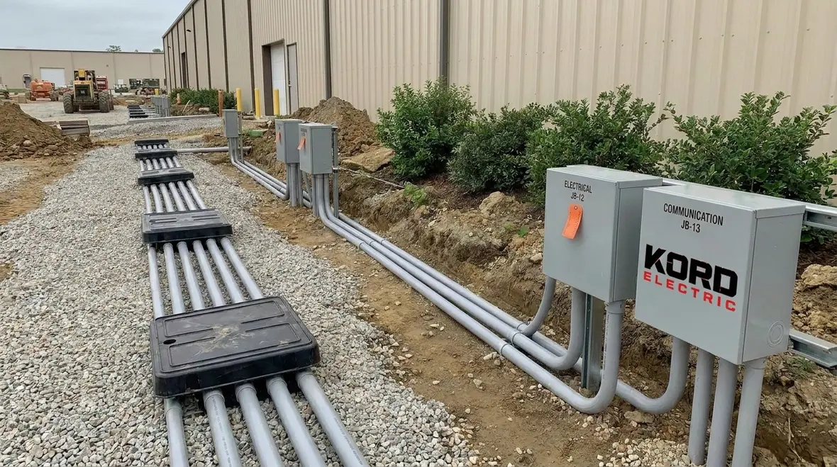 Kord Electric technician inspecting irrigation branch circuit installation