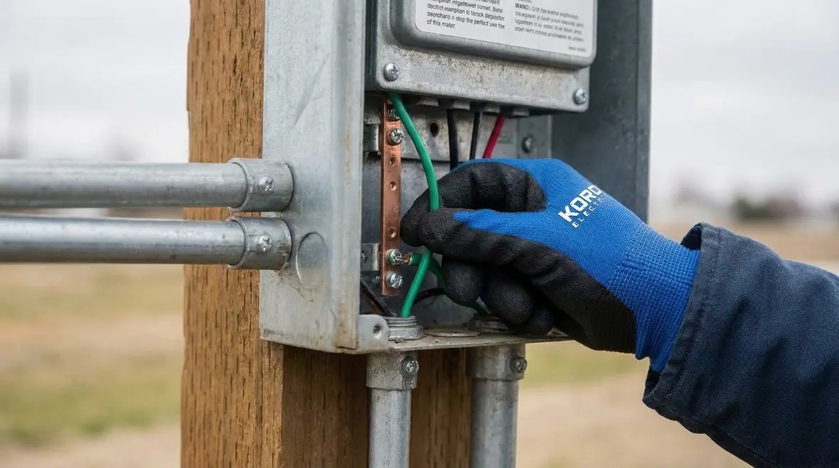 Outdoor irrigation control panel with grounded and protected wiring