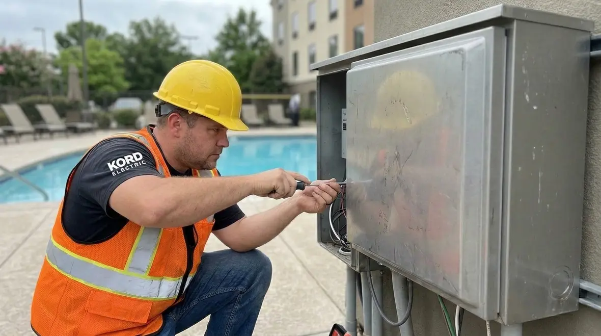Commercial pool electrical bonding and specialized equipment installed to NFPA 70 Section 680.27 standards