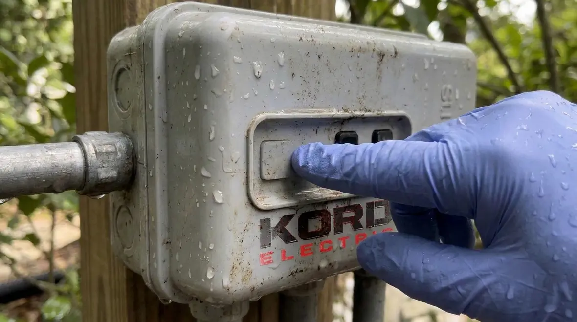 Close-up of commercial spa pumps and GFCI protected circuits