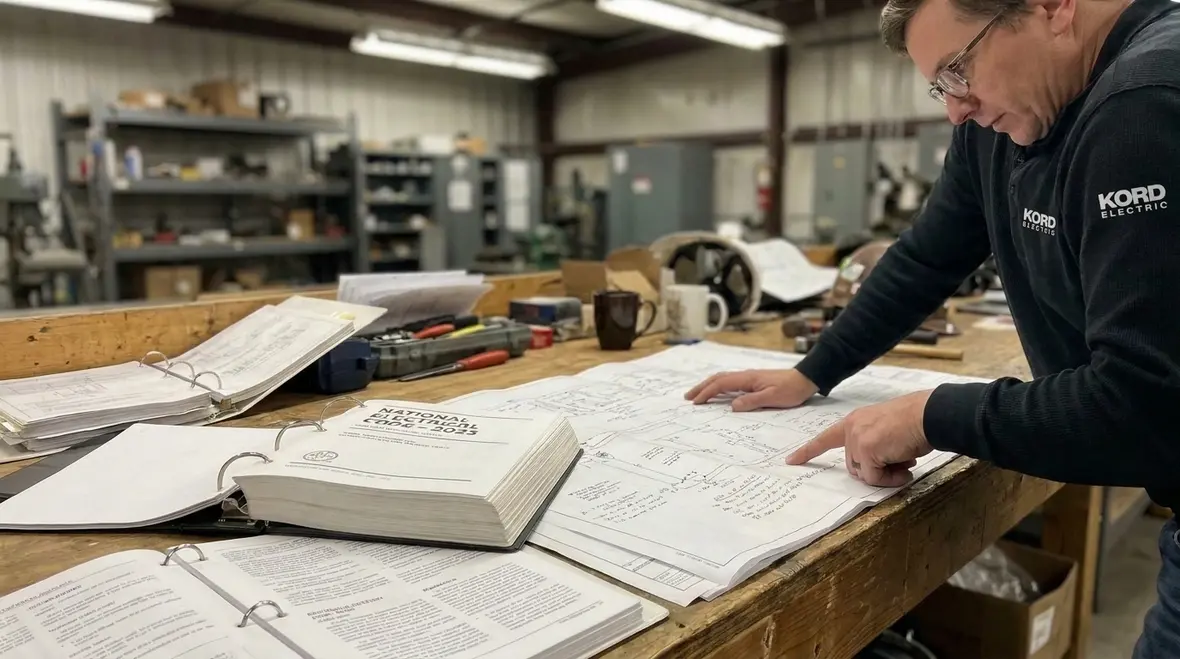 Engineer reviewing NEC spa GFCI protection requirements for 2026 planning