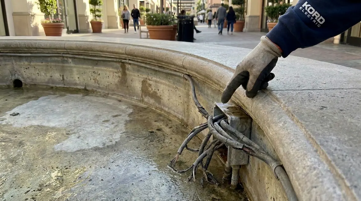 Inspector reviewing fountain electrical checklist for NEC compliance