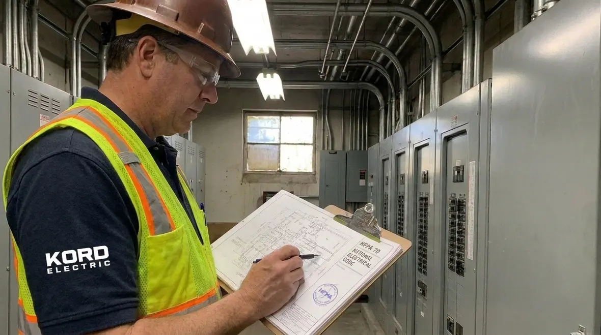 Commercial pool equipment room with grounded and bonded electrical systems