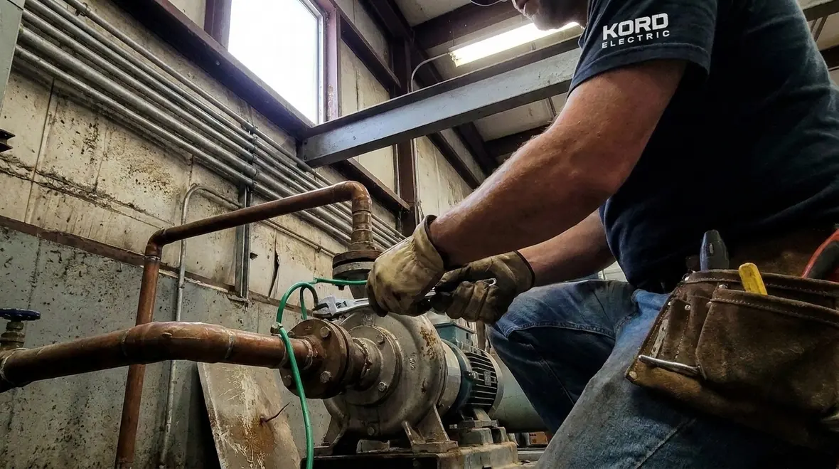 Technician testing NFPA 70 Section 680.7 pool grounding and bonding installation