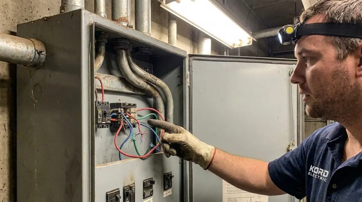 Industrial pump and fountain equipment room with GFCI protected circuits