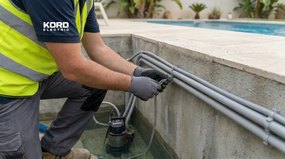 Detailed view of therapeutic pool bonding and grounding conductors