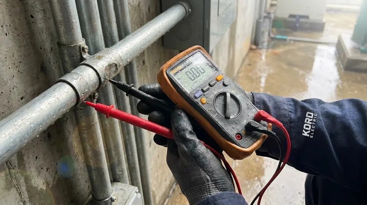 Bonding and grounding checks near wet-area electrical systems