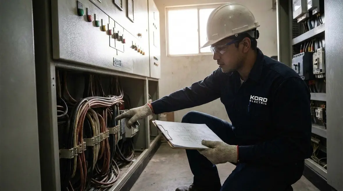 Technician reviewing NEC Section 682.13 electrode heating wiring methods on site