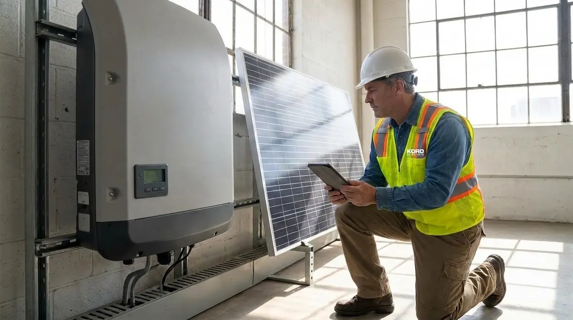 Inspector confirming PV equipment listing documentation for NEC Section 690.2 compliance