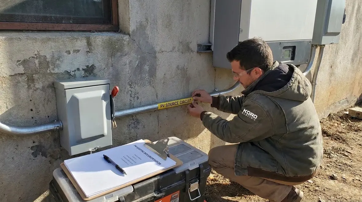 Labeled PV disconnects and documentation prepared for inspection readiness