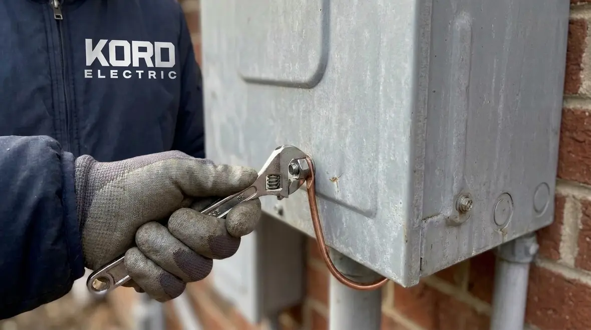 Close-up of PV racking components with grounded and bonded hardware