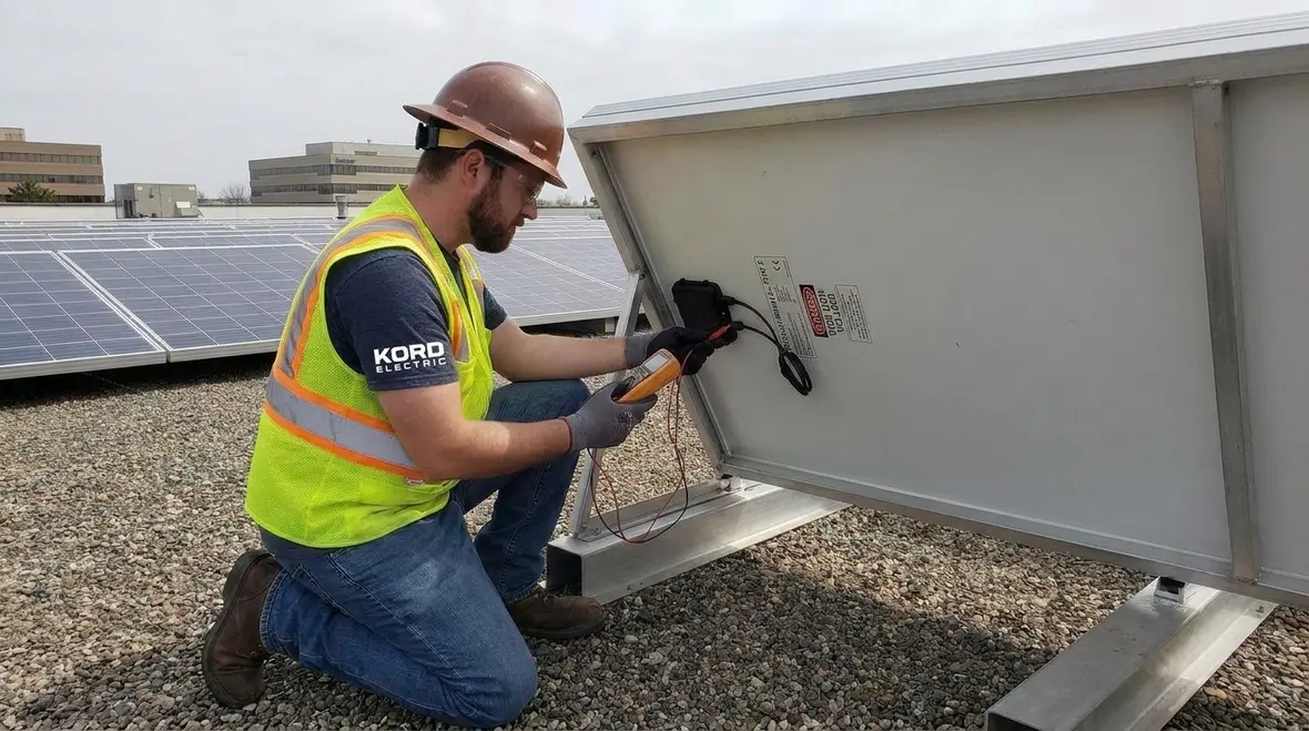 Commercial rooftop NEC Section 690.6 AC photovoltaic modules installation