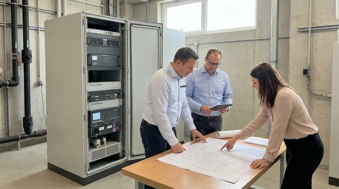 Fuel cell power system integrated into commercial building electrical room