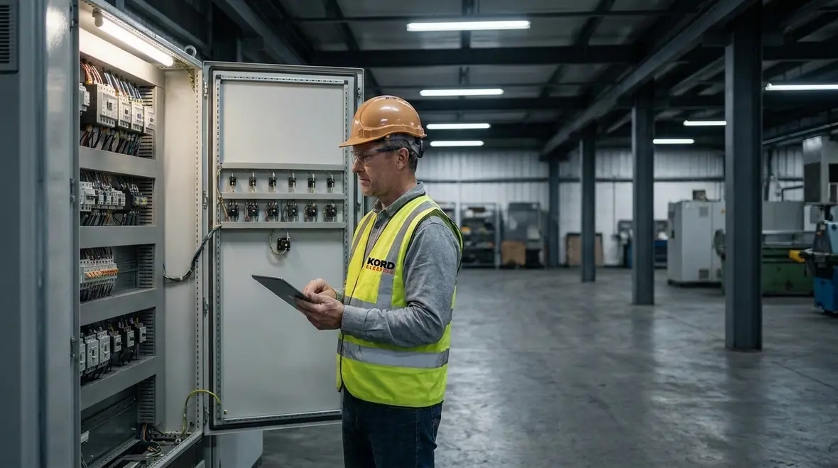 Commercial electrical room with wind turbine conductors integrated into NEC-based design