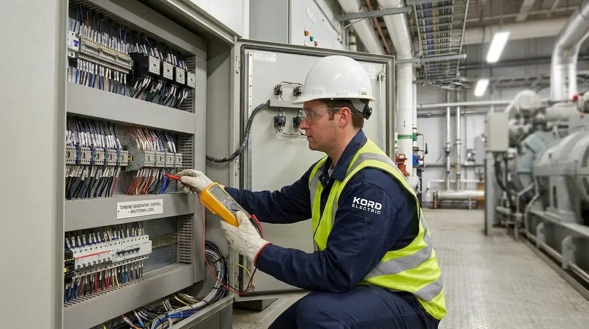Electrical team commissioning turbine shutdown protection equipment