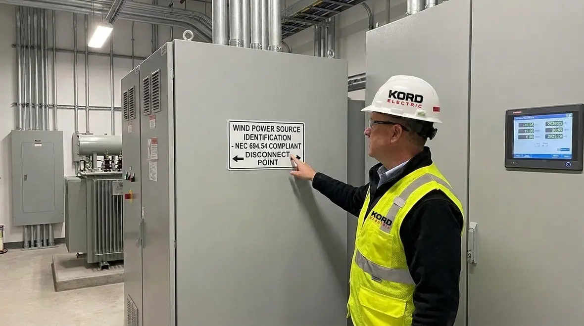 NEC Section 694.54 wind power source identification