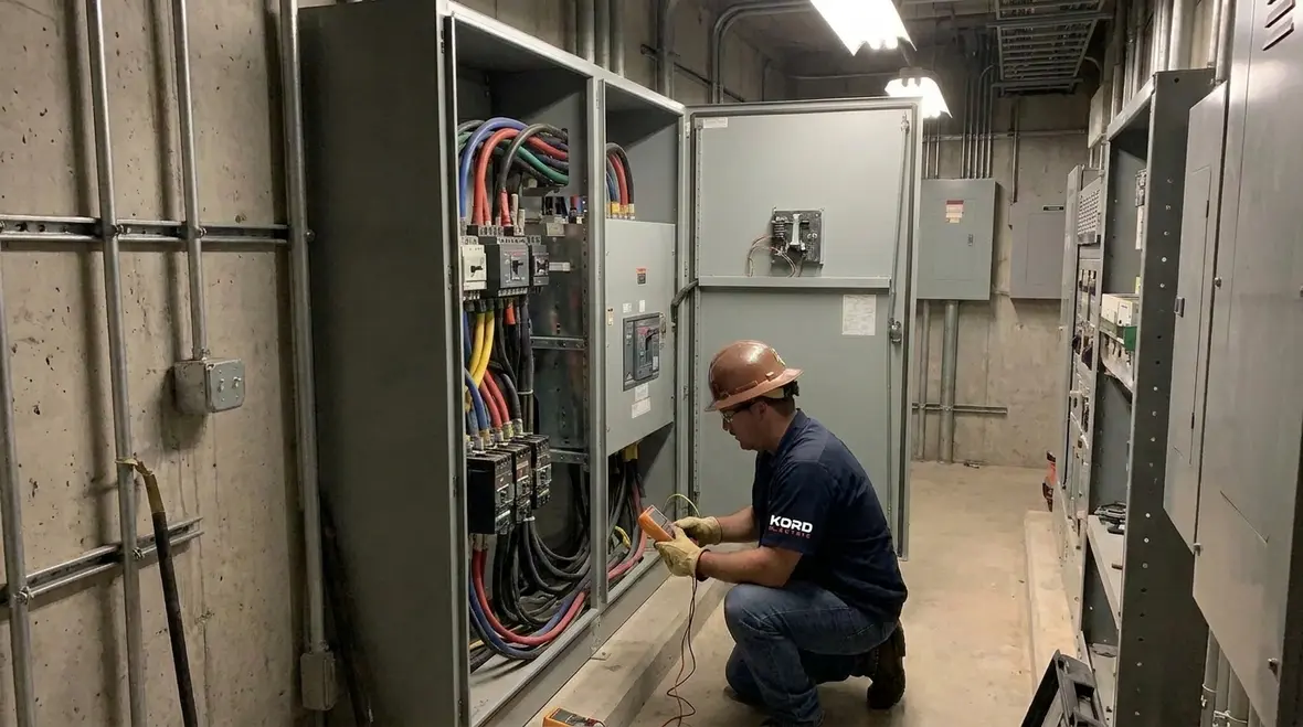 Fire pump electrical equipment arranged for NFPA 70 Section 695.5 fire pump power continuity review
