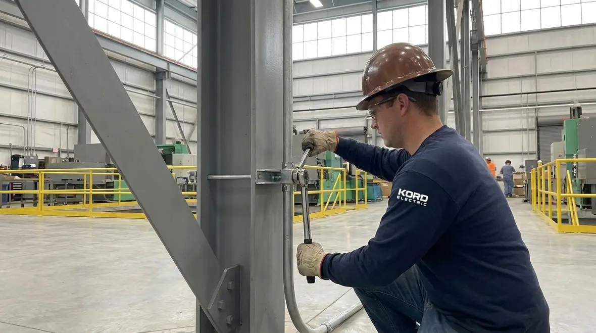 Technician reviewing NEC requirements near an electroplating system