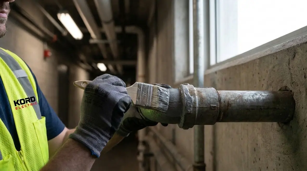 Kord Electric technician performing field verification of plated nonelectrical connections