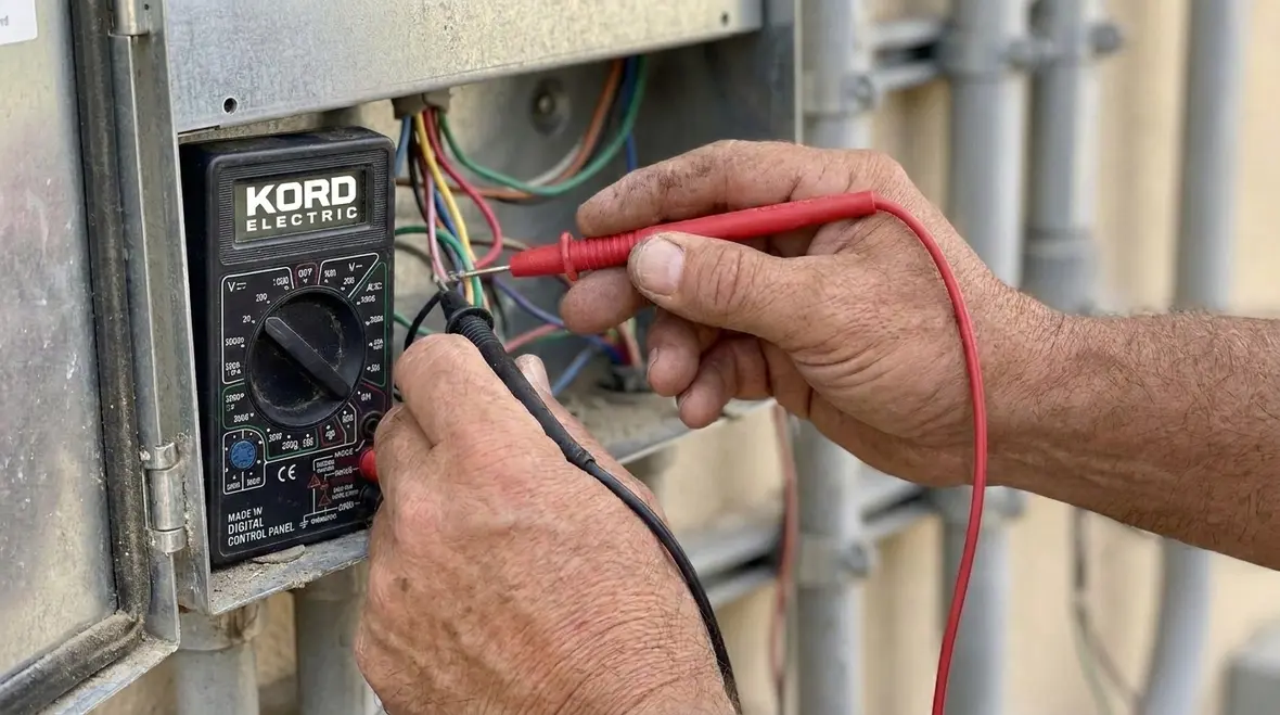 Technician planning NEC Section 675.4 irrigation cable routing at a commercial site