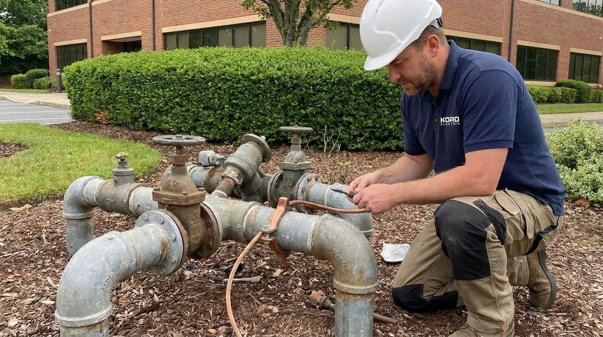 Commercial irrigation control equipment bonded and grounded per NEC requirements