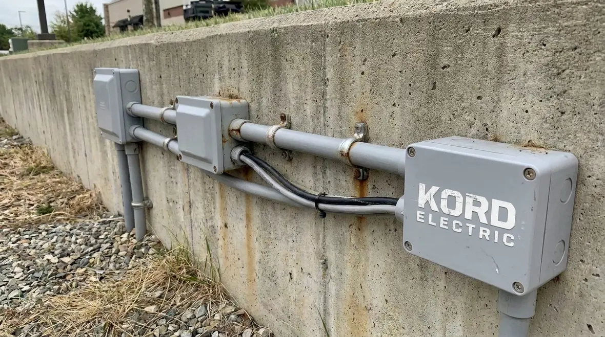 Close-up of properly terminated conductors in an irrigation motor starter