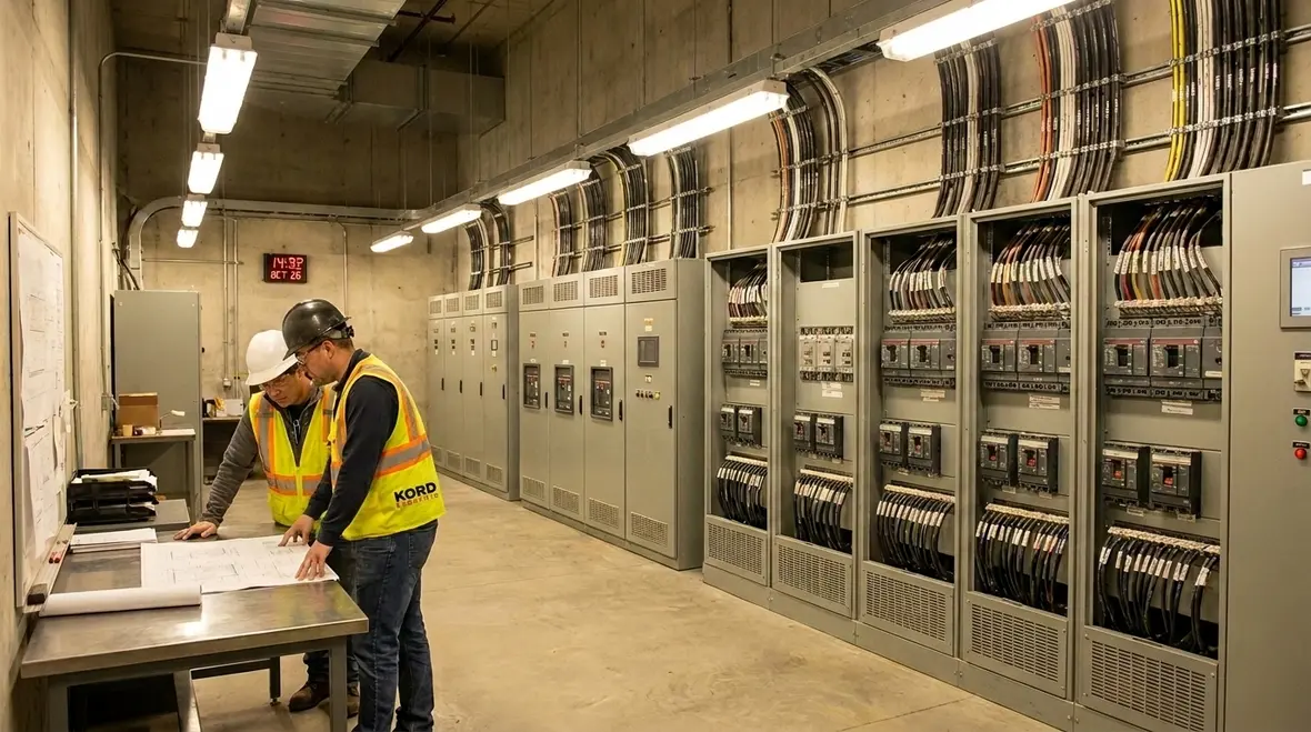 Commercial facility electrical room planned to the 2026 National Electrical Code