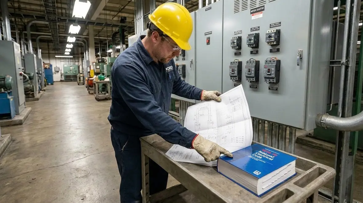 Field technicians verifying multiple motors on one branch circuit wiring