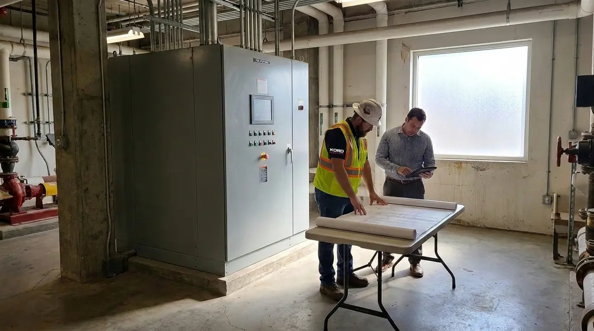 Construction team reviewing 2026 NEC spa and hot tub pump compliance steps