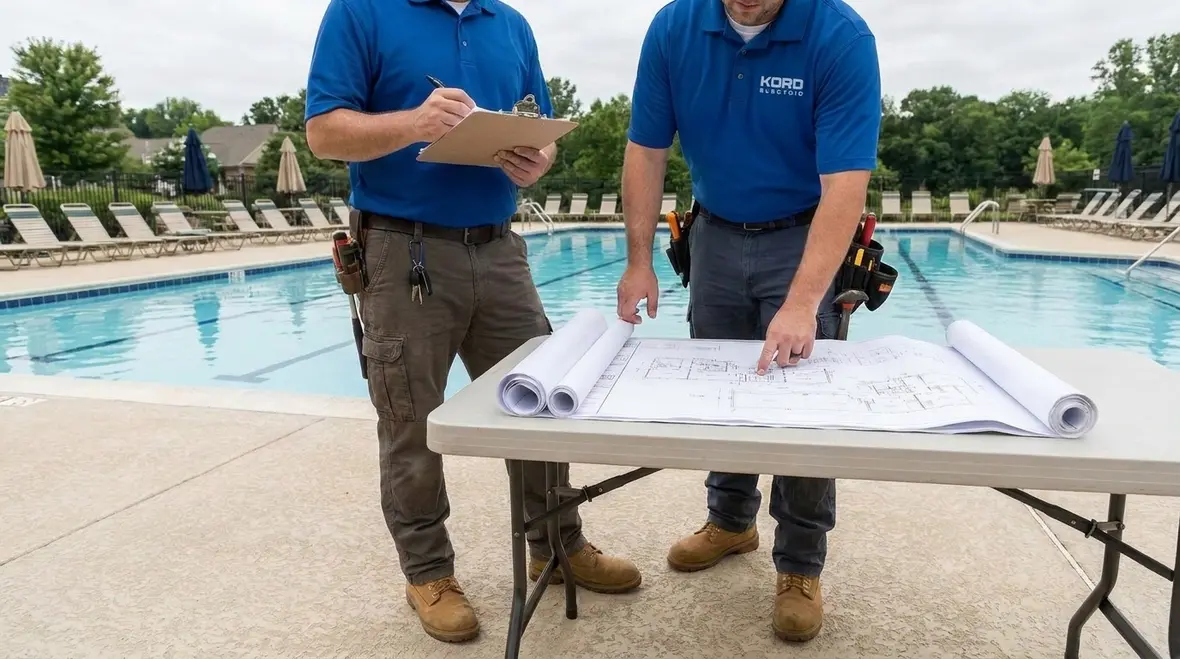 Bonding and grounding checks around commercial pool equipment