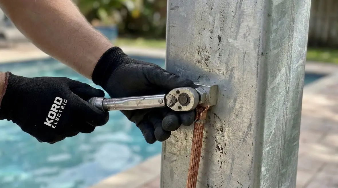 Grounding, bonding, and GFCI protection equipment serving an indoor wading pool