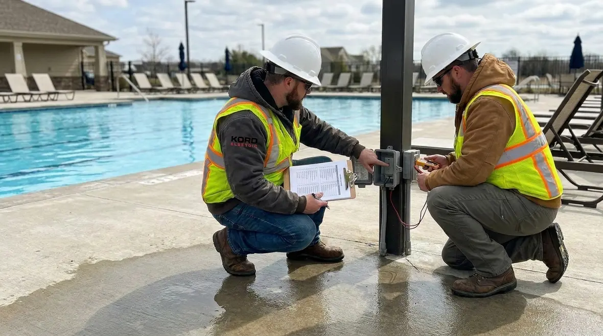 Plan review meeting for NEC 2026 pool area electrical design
