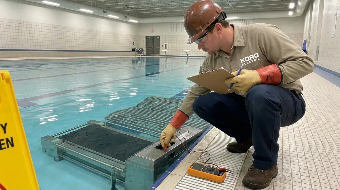 Aquatic exercise electrical equipment near a pool under NEC Section 680.81 review