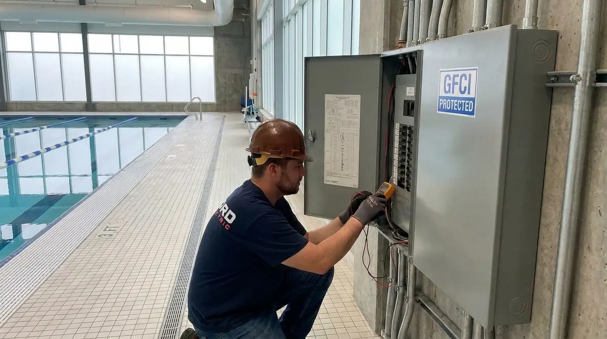 Aquatic exercise electrical equipment with NEC Section 680 labeling