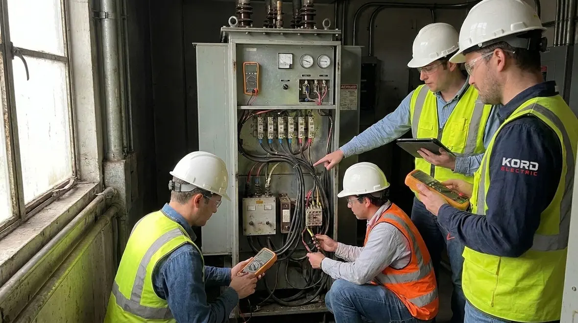 Technician reviewing NFPA 70 Section 682.10 electrode heating transformers installation