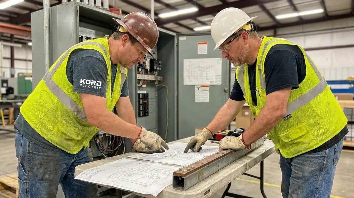 Technician tightening and inspecting grounding connections to prevent electrode heating
