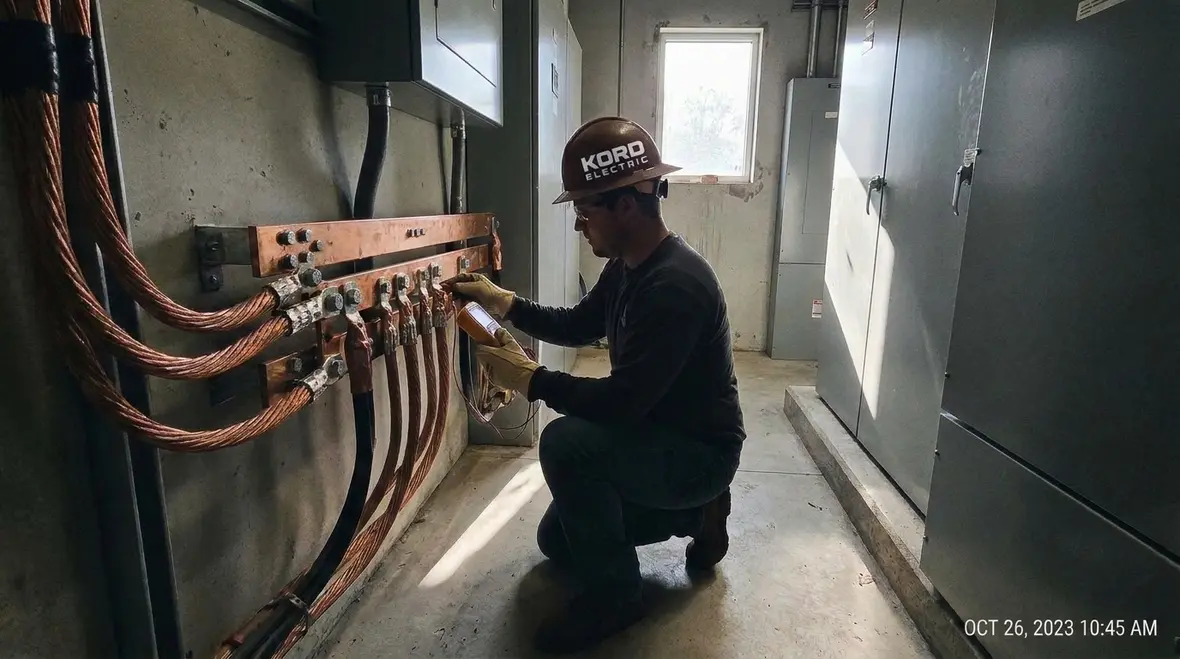 Close-up of high quality PV electrical connections meeting NEC standards
