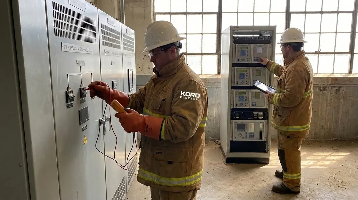 Technicians planning PV fault handling and safe shutdown
